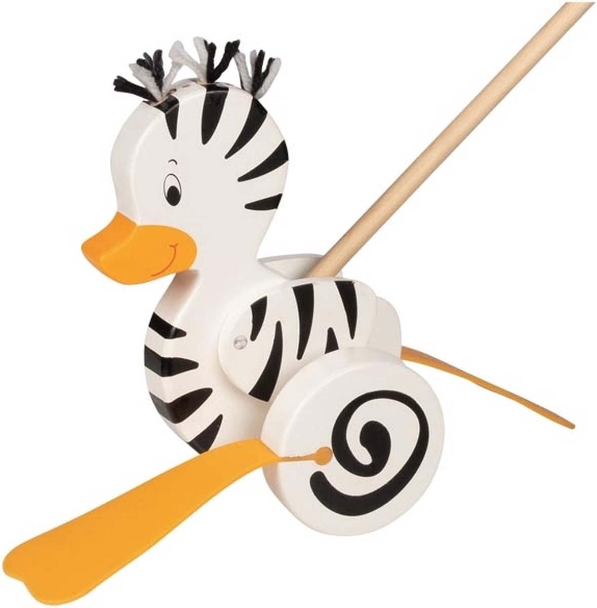 Goki Wooden Push Figure Duck Zebra