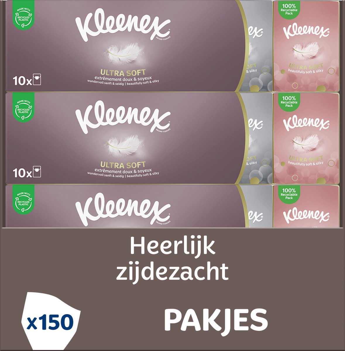 Mouchoirs Kleenex - ultra doux - boîte économique - 10 paquets x 15 pièces - 150 mouchoirs