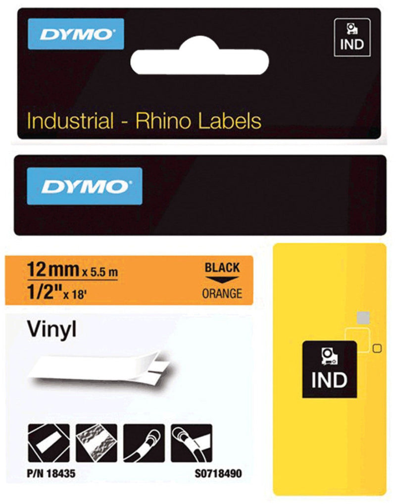 Rubans rhino dymo vinyle 12x5.5mm jaune