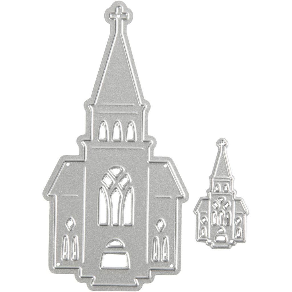 Creativ company matrices de découpe et de gaufrage, églises, dimensions 46x91+18x35 mm, 1 pièce