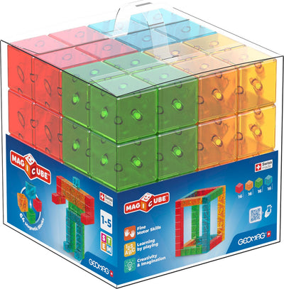 Geomag magicube coloré recyclé - blocs de construction magnétiques - 64 pièces - à partir de 1 an