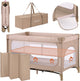 Lit de camping Lionelo Jasmin facile à plier - pliable en quelques secondes - matelas 2 hauteurs T25 - sac de voyage inclus - porte latérale avec fermeture éclair - parois en maille - 2 roues avec frein - structure en acier - 0-36 mois - lit parapluie