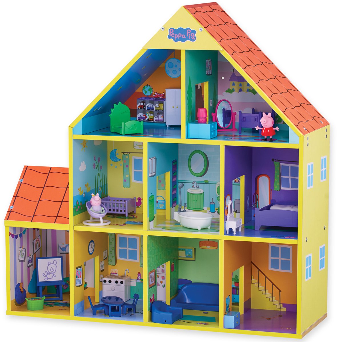 Maison de poupée en bois Spectron Peppa Pig avec 9 pièces