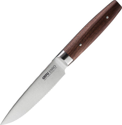 Couteau universel Gefu enno – couteau dentelé 11,5 cm – acier solingen – manche en noyer – fabriqué en allemagne