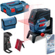 Bosch professional gcl 2-50 c batterie laser à lignes croisées rouge 12v + pince de plafond corps de base en l-boxx - 0601066g08