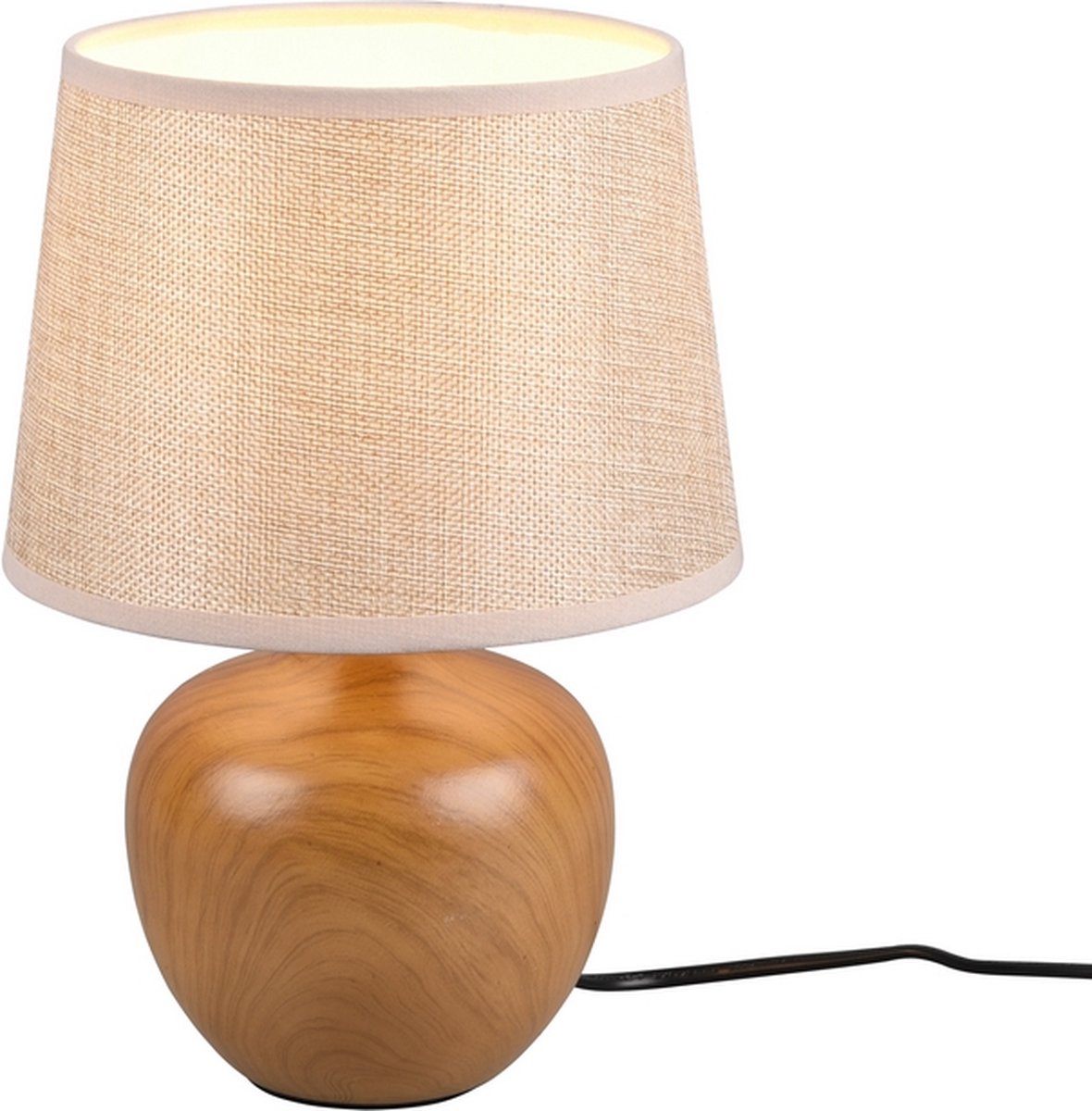 Rl live your light reality louxor - lampe de table - élément en bois - excl. 1x e14 28 w - interrupteur à cordon
