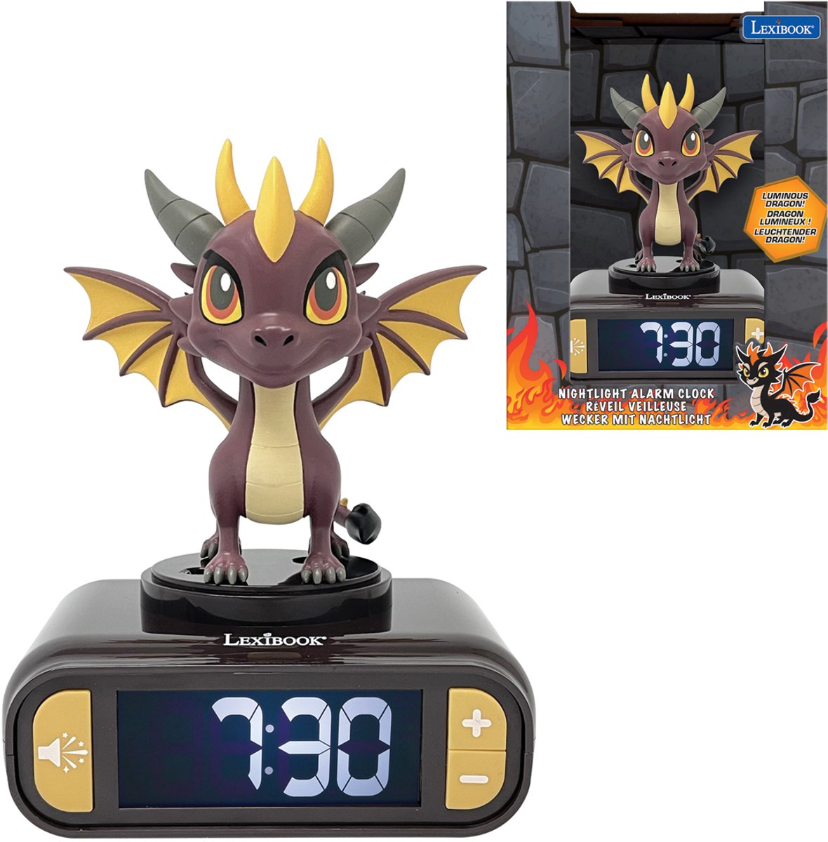 Réveil veilleuse dragon Lexibook avec sons
