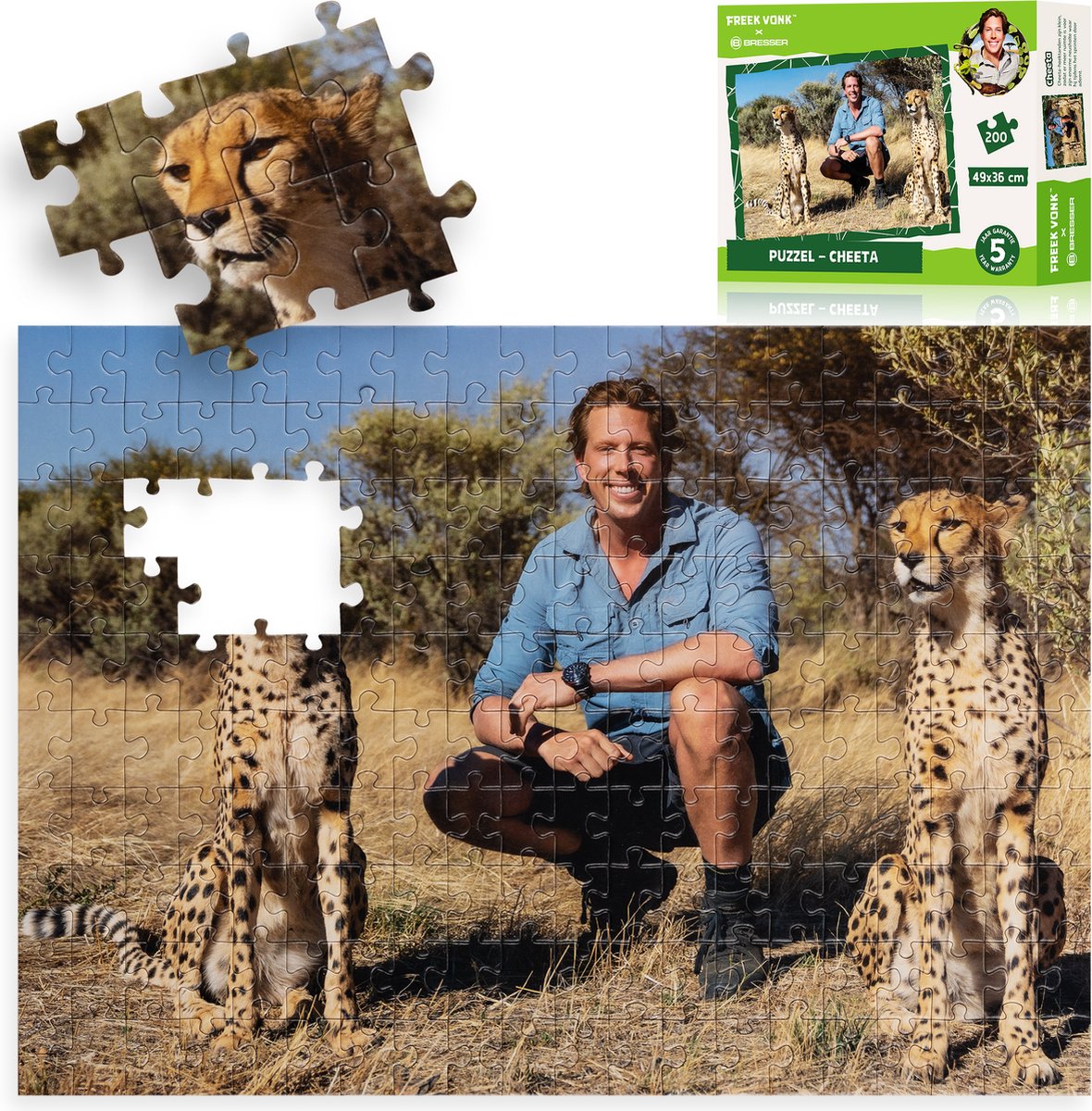 Puzzle Freek Vonk x Bresser - guépard Freekfronk - 200 pièces pour enfants