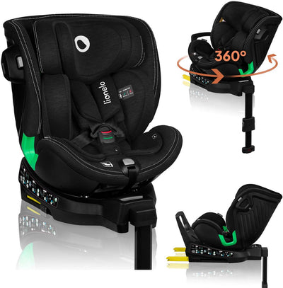Lionelo Harmony - siège auto i-size 4en1 - rotatif à 360° - siège large - isofix + pied de support - dos à la route jusqu'à 105 cm (18 kg) - 40 à 150 cm - 0 à 36 kg - protection latérale - RWF et FWF - housse en bambou - dri-seat - appui-tête réglable