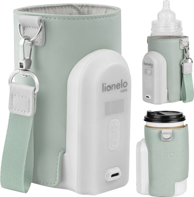 Chauffe-biberon Lionelo thermup go evo - mobile - 5 niveaux de température - chargement USB-C - jusqu'à 9 heures de chaleur - adapté au verre et au plastique