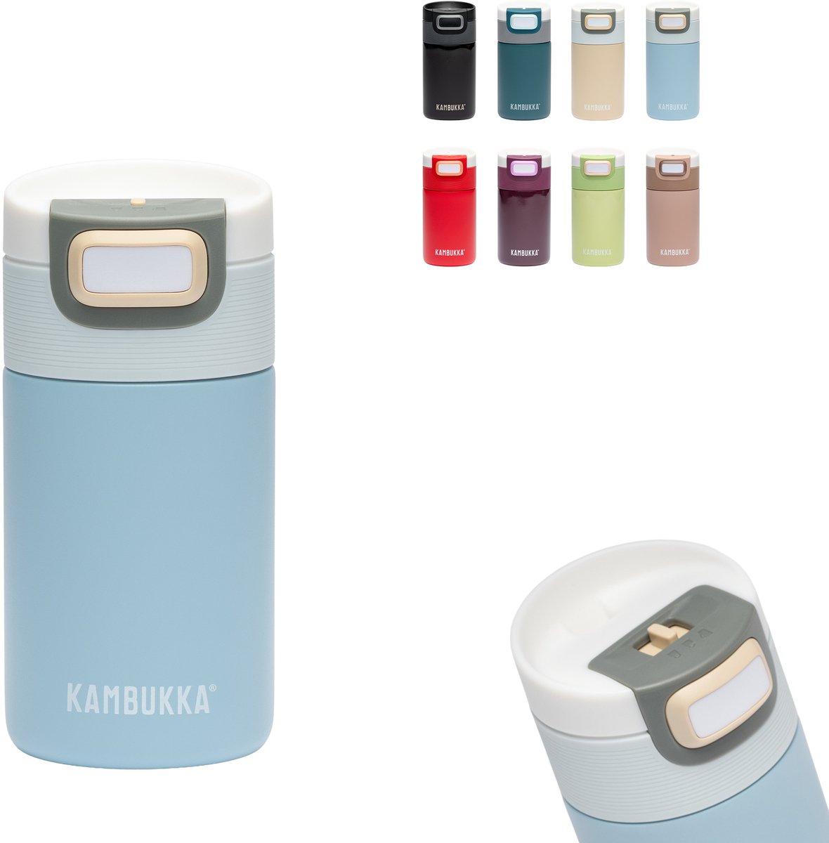 Kambukka Etna Tasse Thermos 300 ML - Bouteille Thermos Facile à Nettoyer - Tasse à café étanche à Double Paroi à emporter - Bleu Clair