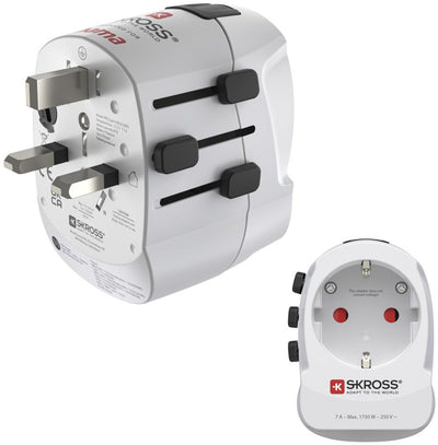 Hama skross by travel plug - world travel pro - eur (type e, f) to world - 1x USB-A, 1x USB-C PD - blanc