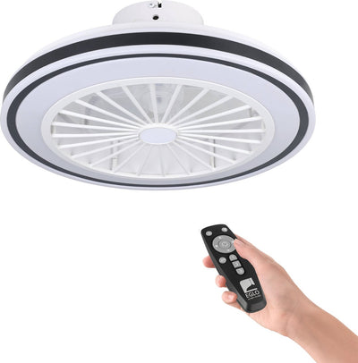 Ventilateur de plafond Eglo almeria avec lampe - ø 48 cm - 3 vitesses - lumière blanche réglable - dimmable - ac durée de vie plus longue - blanc noir
