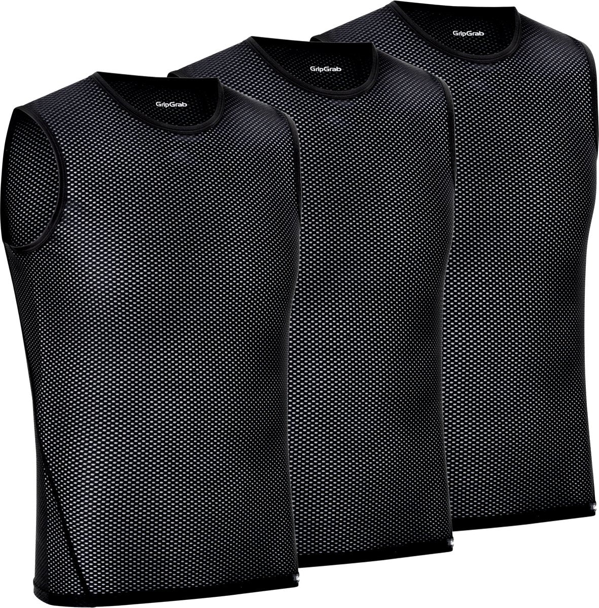 Gripgrab - ultraléger 3pack maille sans manches couche de base été vélo maillot de corps polygiene sweat-shirt - noir - homme - taille m