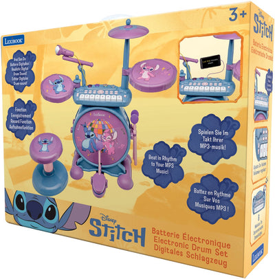 Batterie électronique lumineuse complète Lexibook stitch avec tabouret