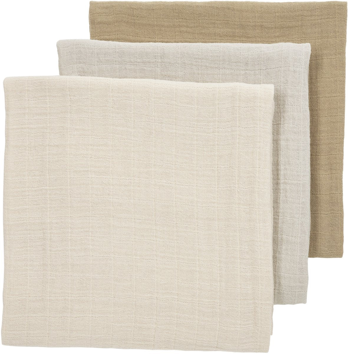 Meyco baby uni chiffons hydrophiles prélavés - paquet de 3 - hydrophiles prélavés - sable doux grège taupe - 70x70cm