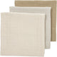 Meyco baby uni chiffons hydrophiles prélavés - paquet de 3 - hydrophiles prélavés - sable doux grège taupe - 70x70cm