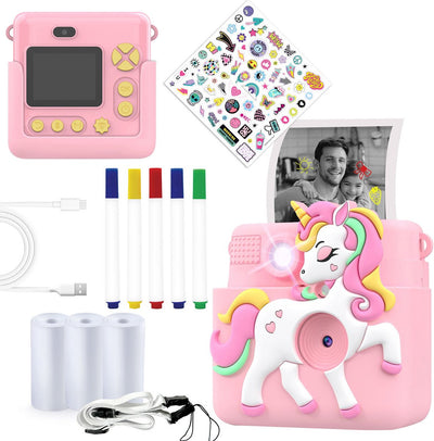 Appareil photo pour enfants Denver Full HD avec imprimante - caméra selfie - 20mp - appareil photo numérique enfants - photo - vidéo - jeux - kpc1363 rose