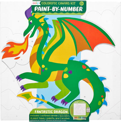 Peinture sur toile colorifique Ooly avec kit numéro dragon fantastique