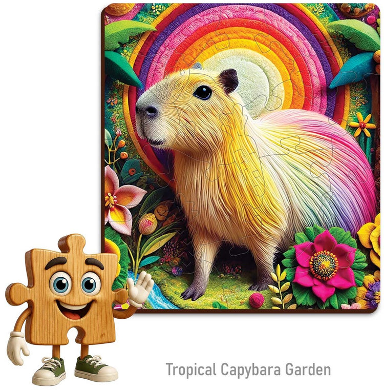 Ville en bois puzzle en bois jardin tropical capybara 20 pièces pour enfants