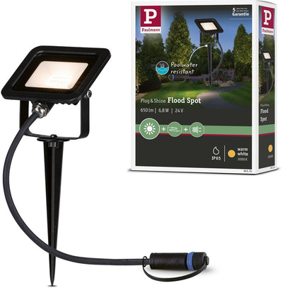 Paulmann Plug Shine Spots de Jardin LED Fluter Loose Spot IP65 3000K 6,8W Noir