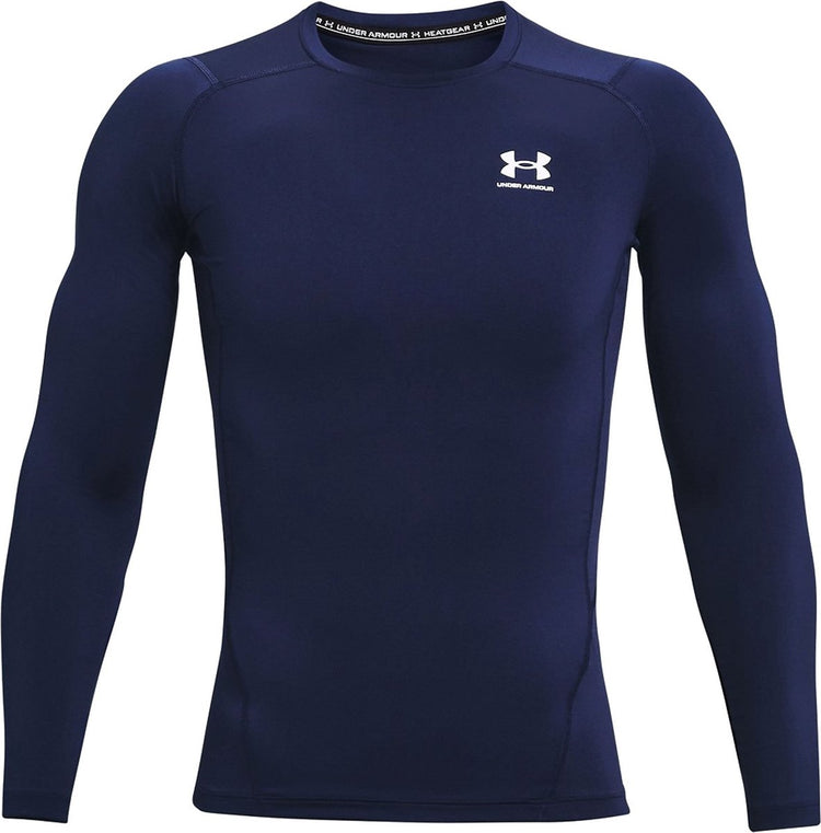 Under Armour UA HG Armour Comp LS-Blu chemise de sport pour homme - marine minuit - blanc