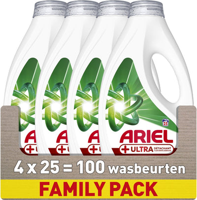 Lessive liquide Ariel + ultra détachante - 4 x 25 lavages