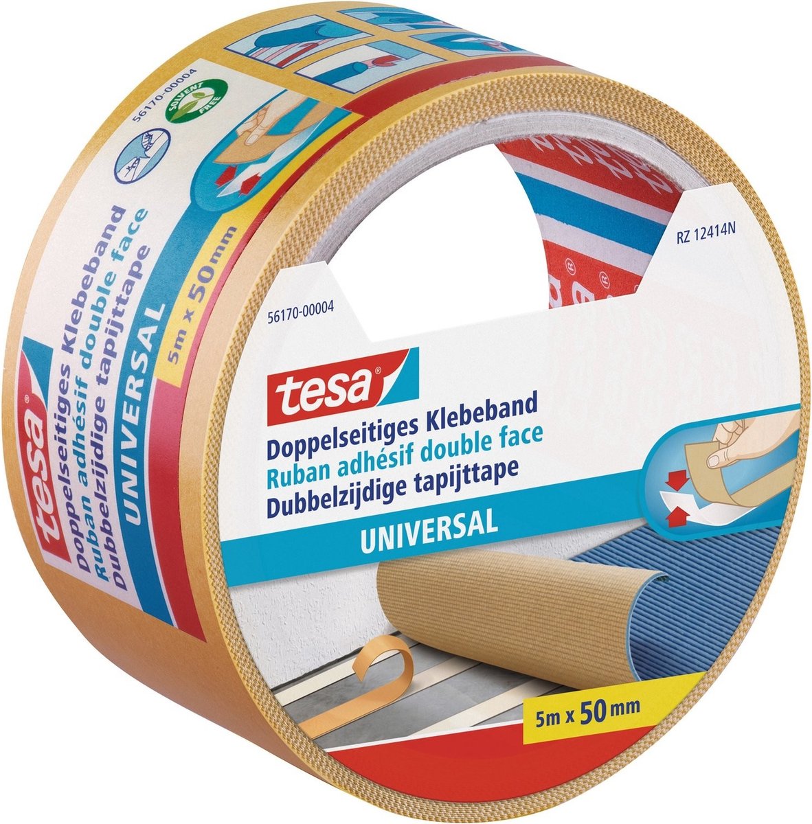 Tesa 1054493 - ruban adhésif pour tapis universel 5m x 50mm | 6 pièces