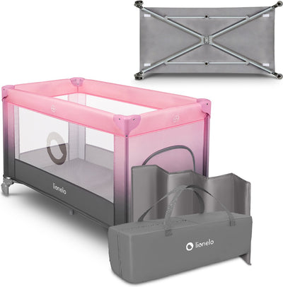 Lit de camping Lionelo 3 en 1 - lit bébé parc pliant lit de voyage - 60x120 cm - 0-36 mois jusqu'à 15 kg - avec matelas confort - entrée latérale avec fermeture éclair - roulettes - sac de transport - lit bébé stefi berceau bébé