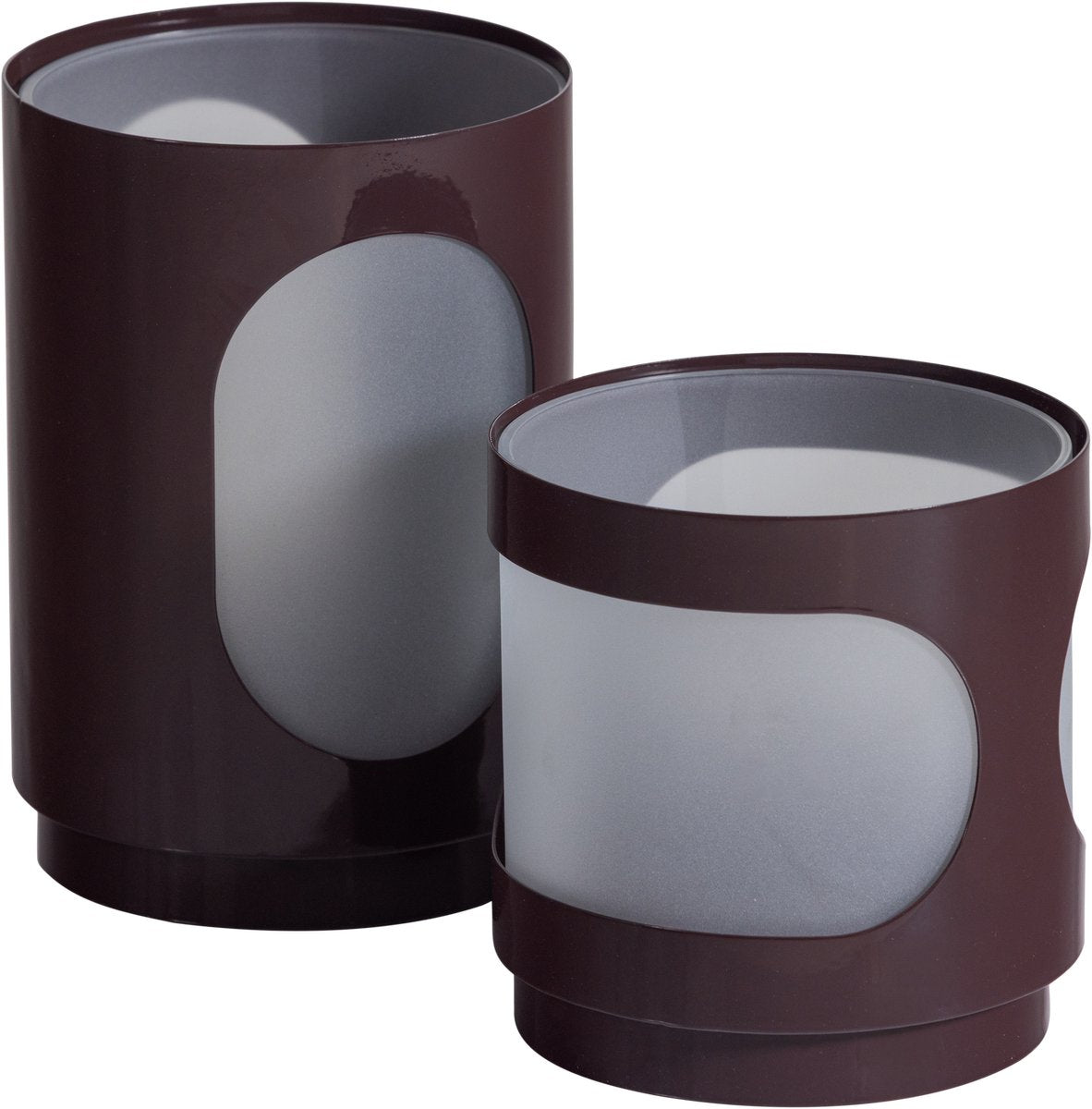 Lanternes tavo Woood - verre métal - marron - lot de 2