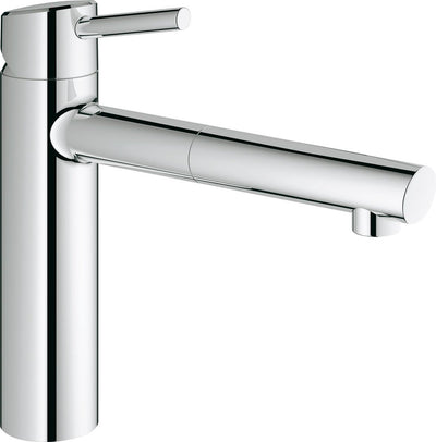 Robinet de cuisine Grohe Concetto - bec moyen - avec douchette extractible - 1 jet - chrome