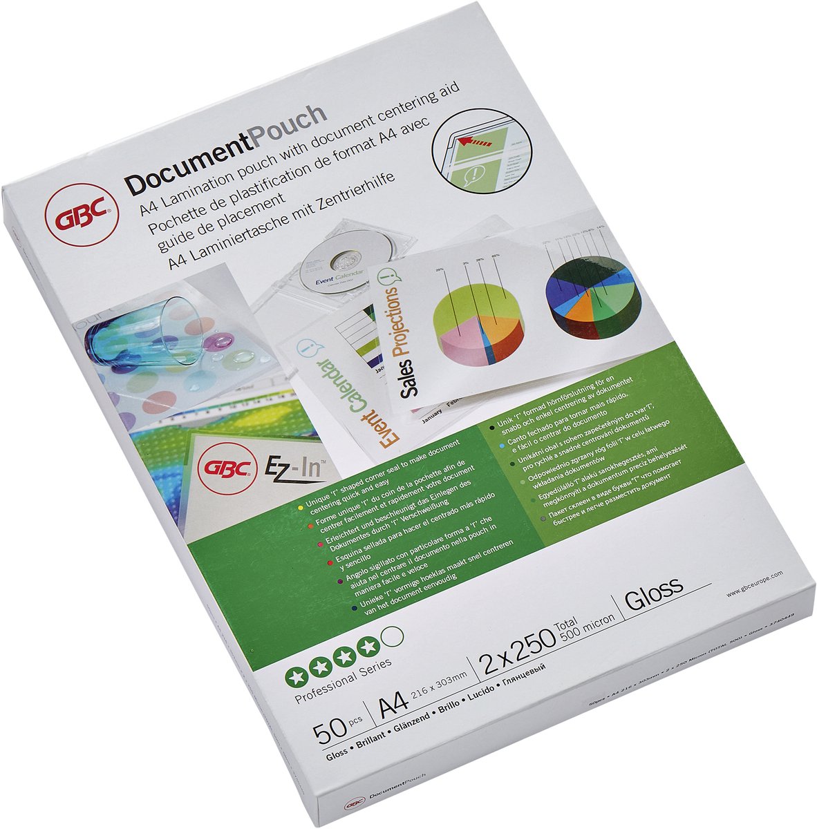 Pochette de plastification Gbc - format a4 - 2x250 microns - paquet de 50 pièces