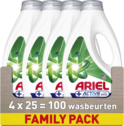 Lessive liquide Ariel + protection active contre les odeurs - 4 x 25 lavages