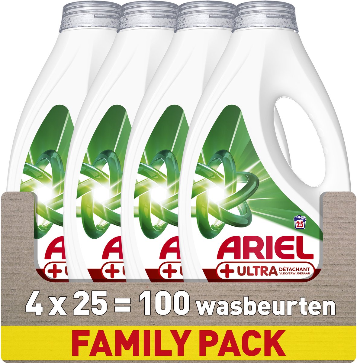 Lessive liquide Ariel + ultra détachante - 4 x 25 lavages