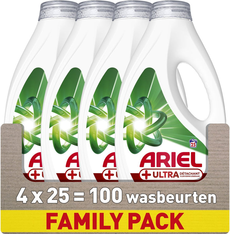 Lessive liquide Ariel + ultra détachante - 4 x 25 lavages