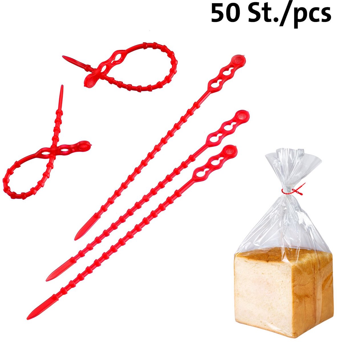 Westmark 50 serre-câbles universels, réutilisables, longueur : 12 cm, plastique, rouge, 15392230