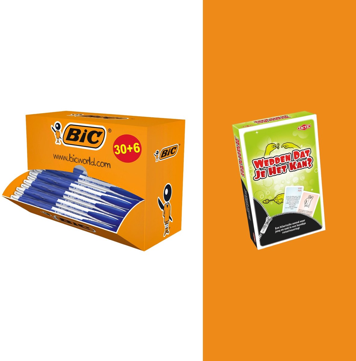 Bic® Bic Atlantis Classic Grip - Stylos à bille bleus - Pack économique 30+6 gratuits - Avec jeu tactique gratuit, pariez que vous pouvez le faire