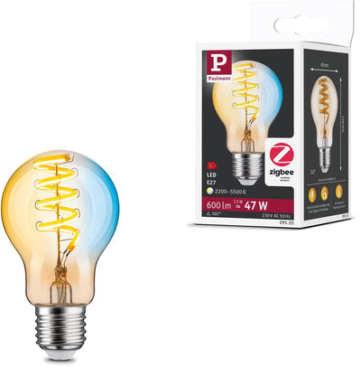 Paulmann Ampoule LED à Filament 230 V Smart Home ZigBee 3.0 E27 600LM 7,5W Blanc réglable à intensité variable Or