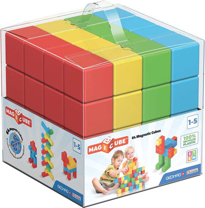 Geomag magicube green line recyclé - blocs de construction magnétiques - 64 pièces - à partir de 4 ans