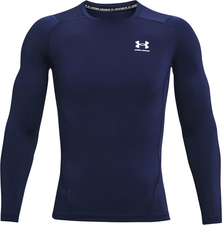 Under Armour UA HG Armour Comp LS-Blu chemise de sport pour homme - marine minuit - blanc