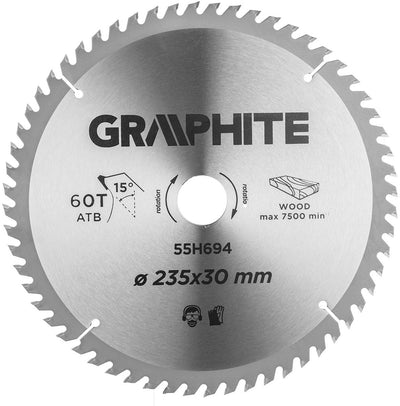 Graphite - lame de scie circulaire - 235 mm - 60 dents - noyau Widia