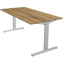 Bureau Kerkmann 11020655 réglable en hauteur argent, chêne