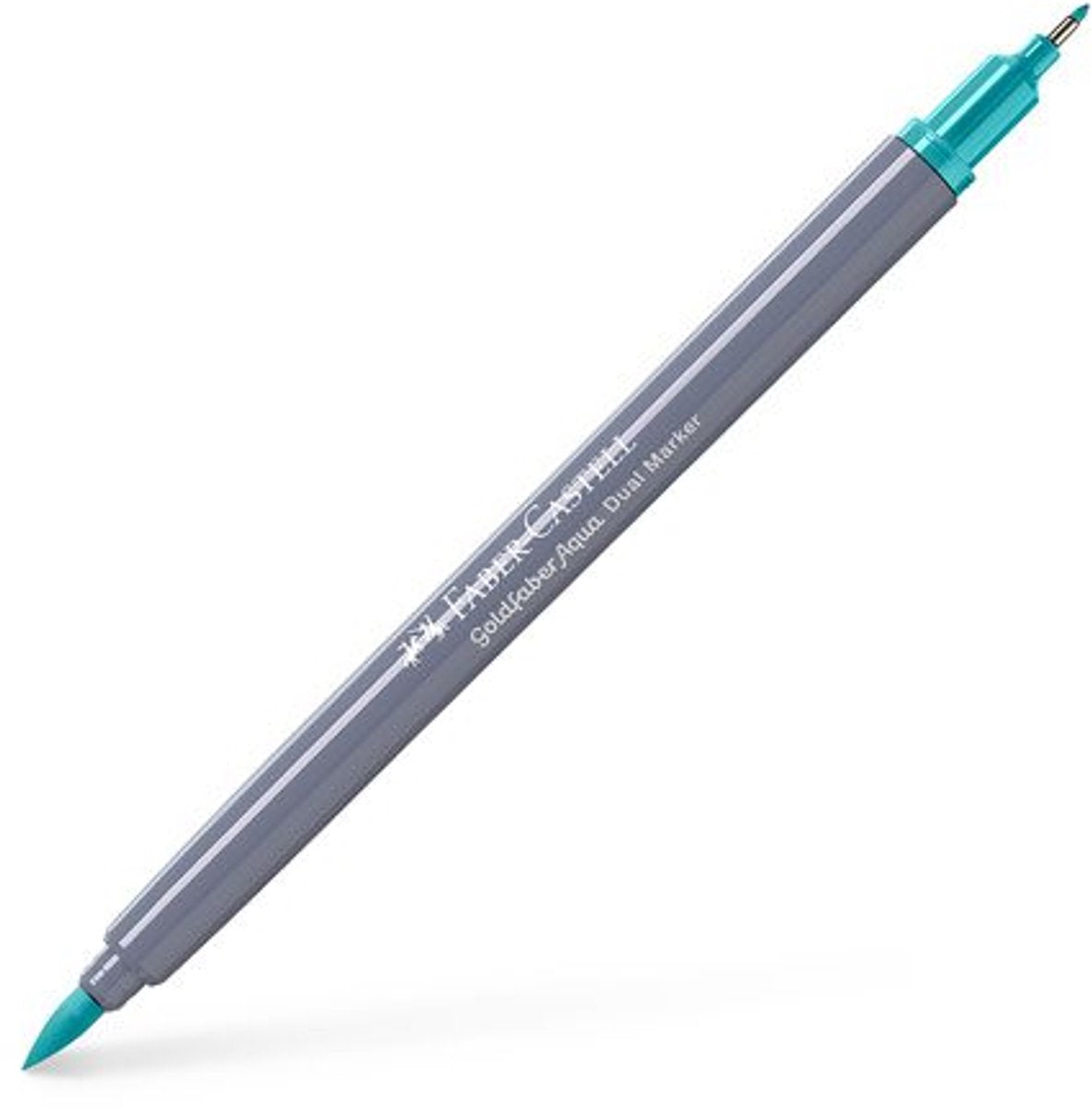 Faber-castell - marqueur aquarelle duo - goldfaber - vert cobalt clair 356 - pinceau 0.6mm - fc-164656