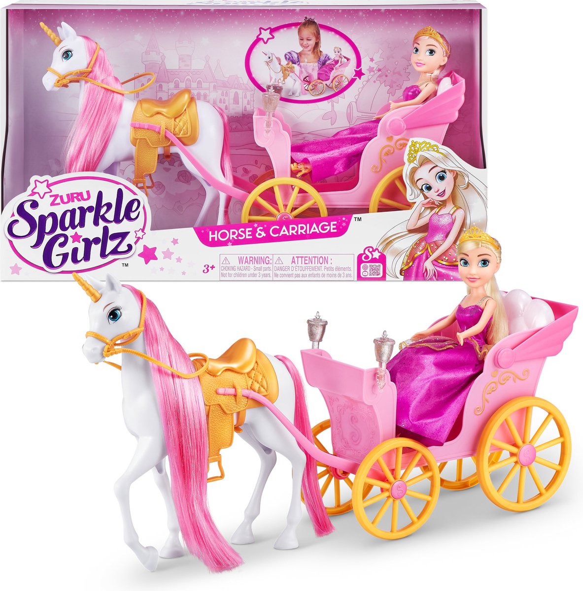 Poupée licorne et princesse Sparkle Girlz avec carrosse de Zuru