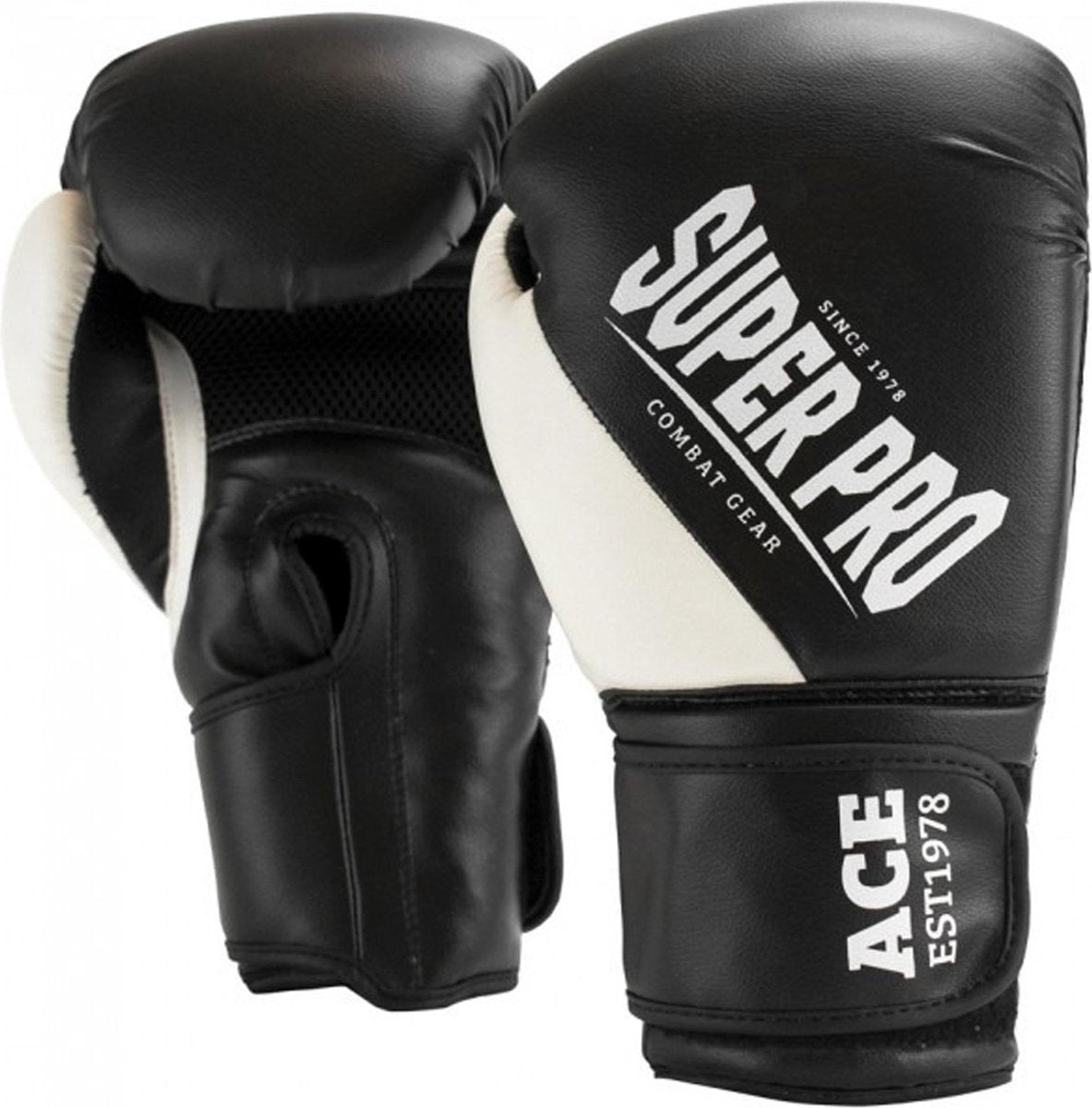 Super pro combat gear as (kick) gants de boxe noir et blanc 8oz