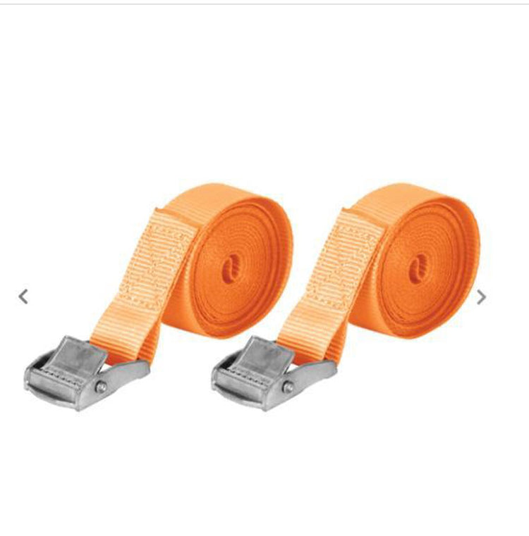 Sangles de tension Carpoint - longueur 4,5 mètres - largeur 25 mm - fermeture à pince - jusqu'à 250 kg - avec label de qualité TüV GS - 2 pièces