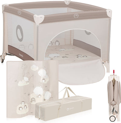 Parc Lionelo Bonnie - lit bébé - jusqu'à 15 kg - parois latérales en maille aérée - aire de jeu spacieuse - système de pliage et pliage rapide - sac de transport fourni