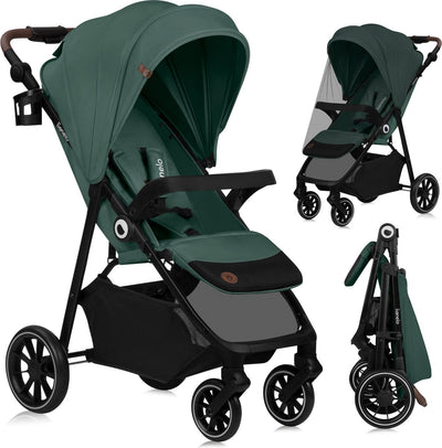 Poussette et landau Lionelo emma one jusqu'à 22 kg - capote XXL - roues EVA - légères et sans entretien - dossier réglable - pliage d'une seule main - barre de poussée réglable - frein central au pied - ceinture de sécurité 5 points - poussette de ville
