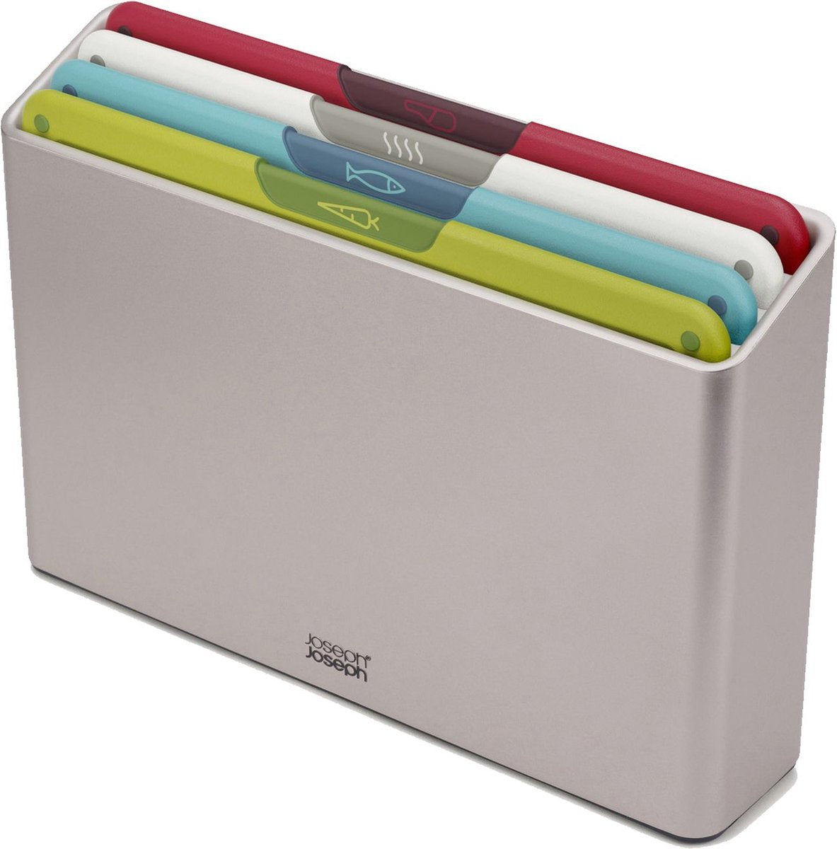 Joseph joseph folio™ set de planches à découper 4-delig – medium – multicolor – kleurgecodeerd – avec support opberg – rvs handgrepen