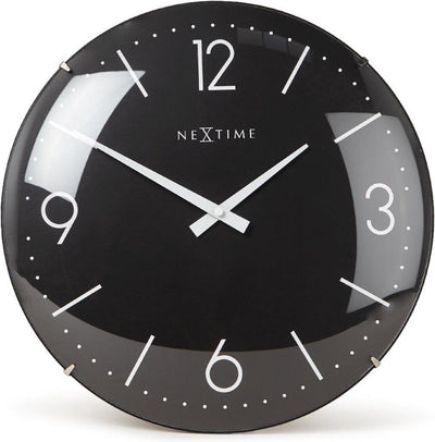 Dôme Nexttime basic – horloge murale – 35 cm – verre convexe – noir